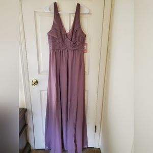 Birdy Grey Laurie Empire Chiffon Bridesmaid Dress in Dark Mauve